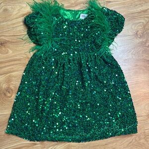Lola and the Boys Jade Sequin and Feather Party Dress girls size 8